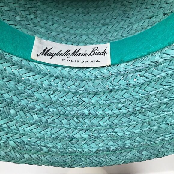 Vintage Maybelle‎ Marie Birch California woven turquoise hat 0S